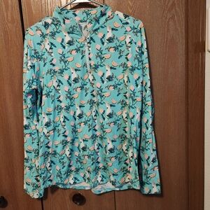Court Haley Coolbirdie Cockatoo Cooling Quarter Zip Pull Over Women's Size Large